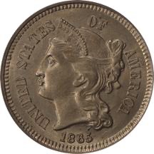 USA 1865 nickel 3 cent obverse