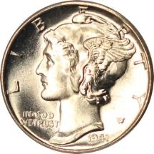 USA 1941D 10 cent obverse