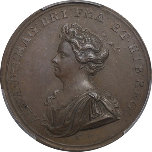 Great Britain 1709 Queen Anne Capture of Tournay Bronze Medal obverse
