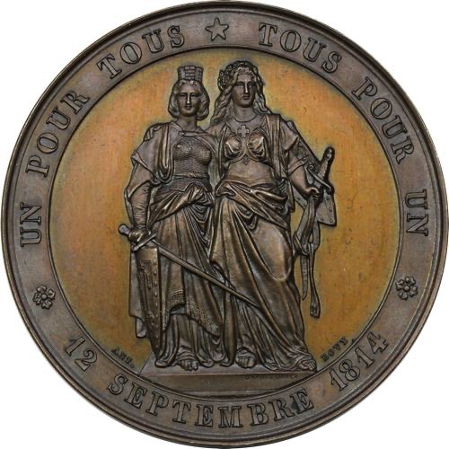 Switzerland 1864 50th Anniversary of Unification Bronze Medal obverse