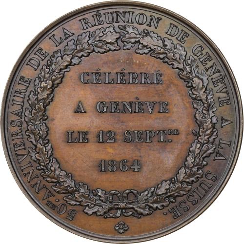 Switzerland 1864 50th Anniversary of Unification Bronze Medal reverse