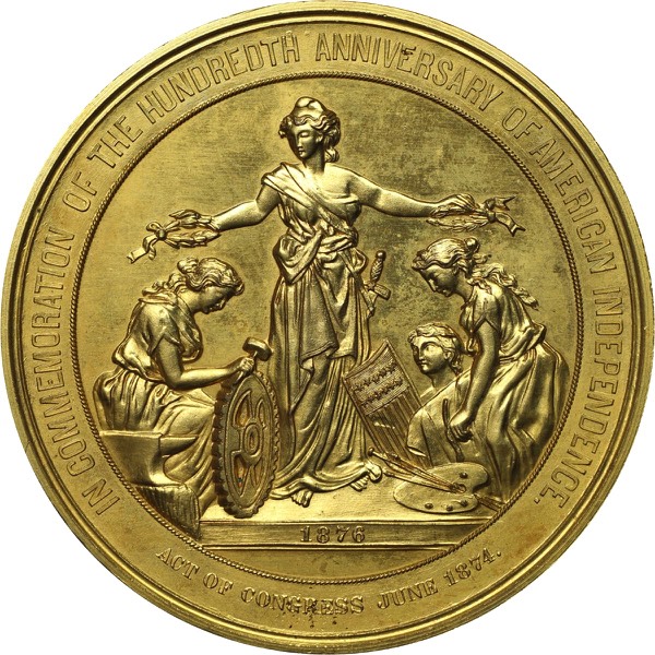 USA 1876 Centennial of Independence Gilt Bronze Medal obverse