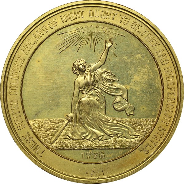 USA 1876 Centennial of Independence Gilt Bronze Medal reverse